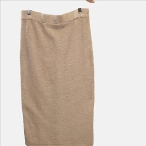 Mango neutral wool alpaca acrylic knit midi pencil skirt sz L